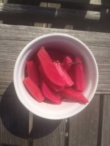 Pink pickled turnips - done!!